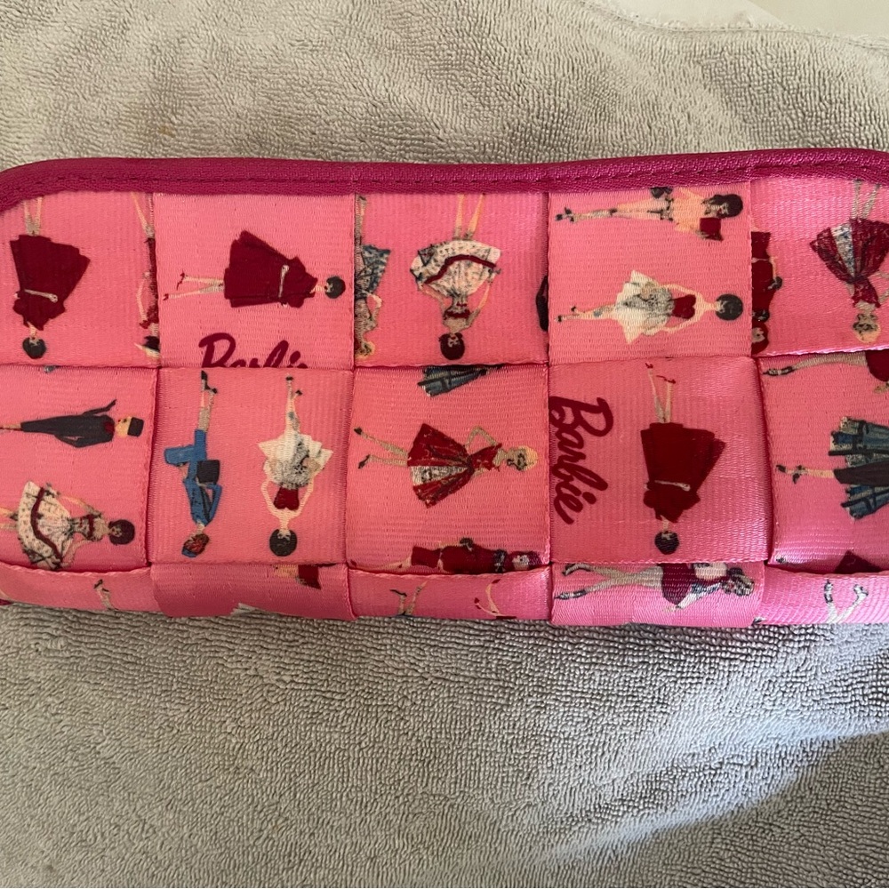 Barbie Pink Cosmetic Bag with Silhouette Design